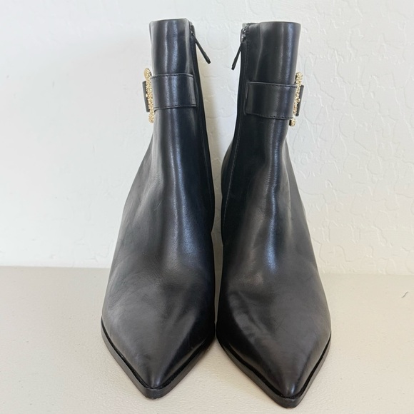 NEW Sam Edelman Weslie Buckled Black Leather Wedge Booties Women’s Size 9